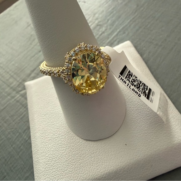 Judith Ripka 14K Gold Clad 925 Sterling Silver Ring Size 10.75 NEW - Picture 11 of 11